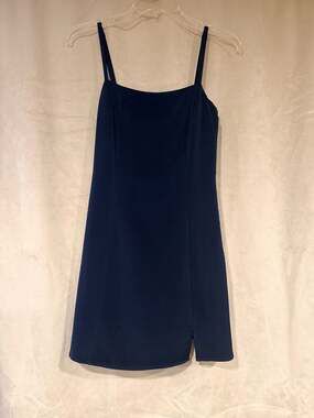 Y2K Studio 19 Navy Blue Spaghetti Strap Mini Dress with Side Slit Size XS